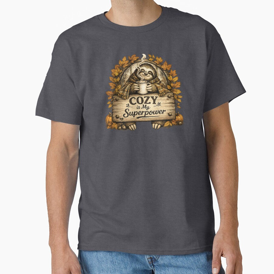 Cozy Is My Superpower Sloth Vintage Autumn Design by NowaPrintNest