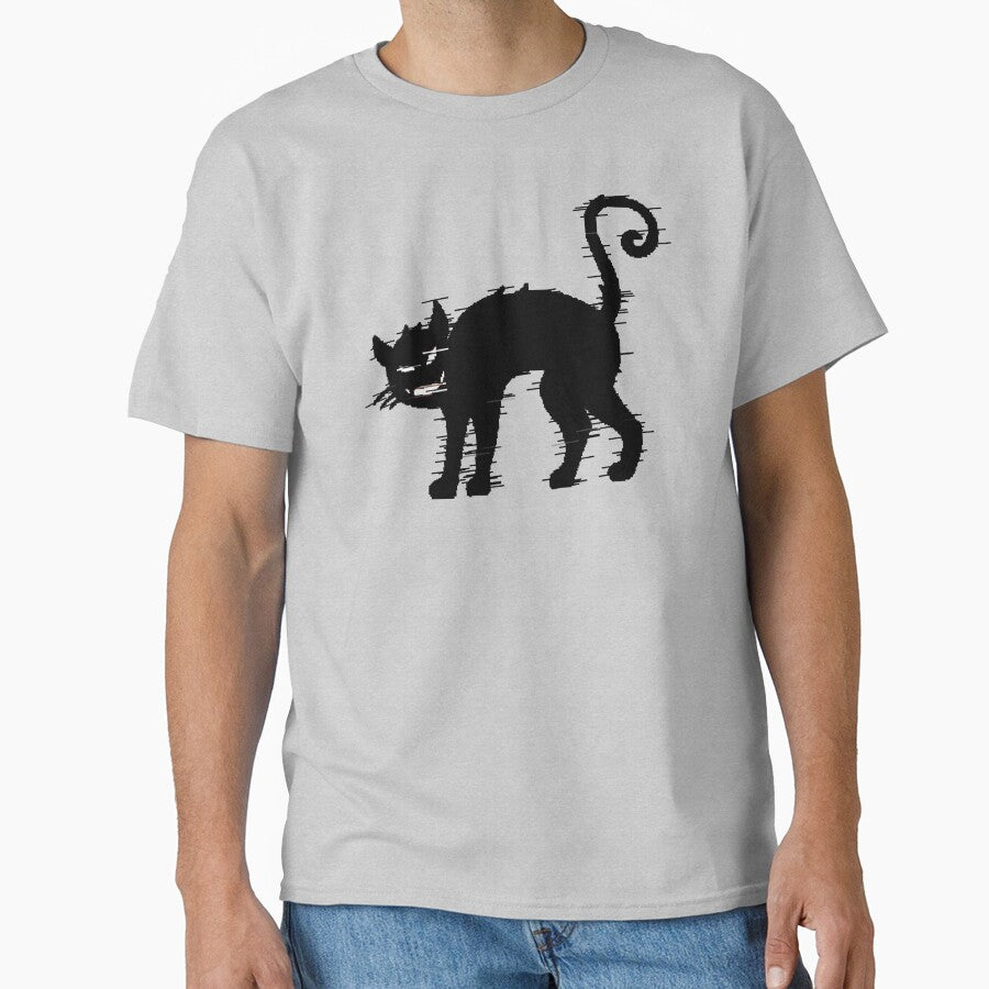 Halloween Black Cat - Terrifying Arched Black Cat with Curly Tail by AstronautMerch