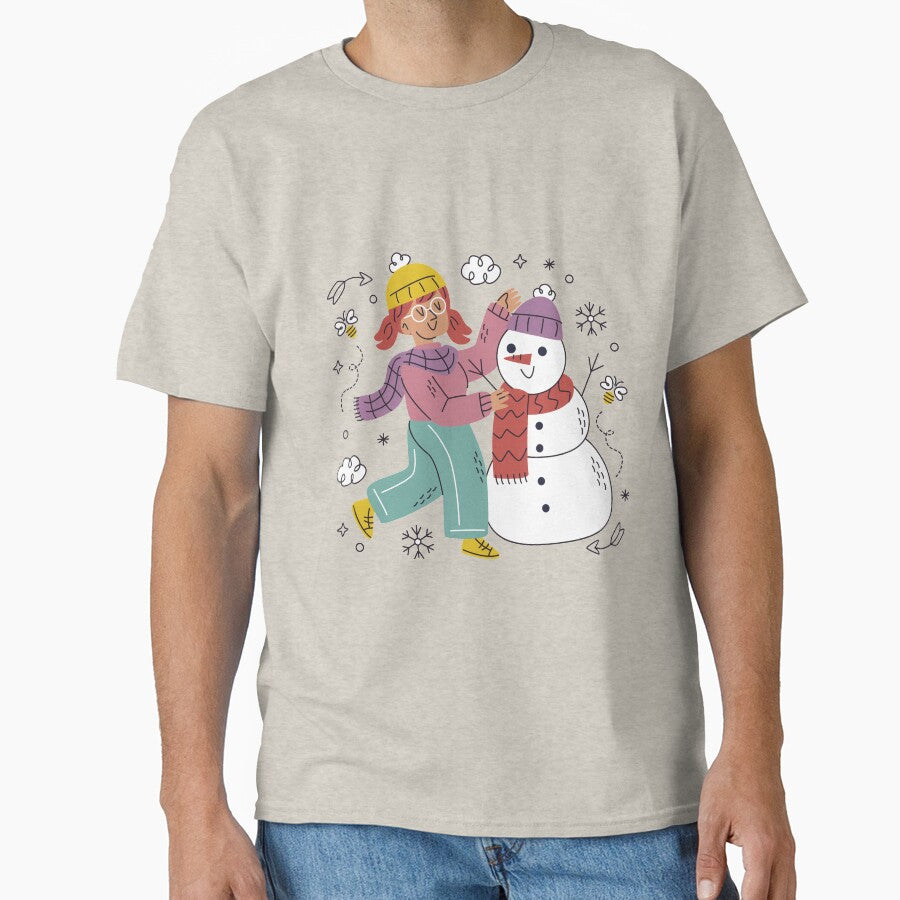 girl play with snowman by zarinestore