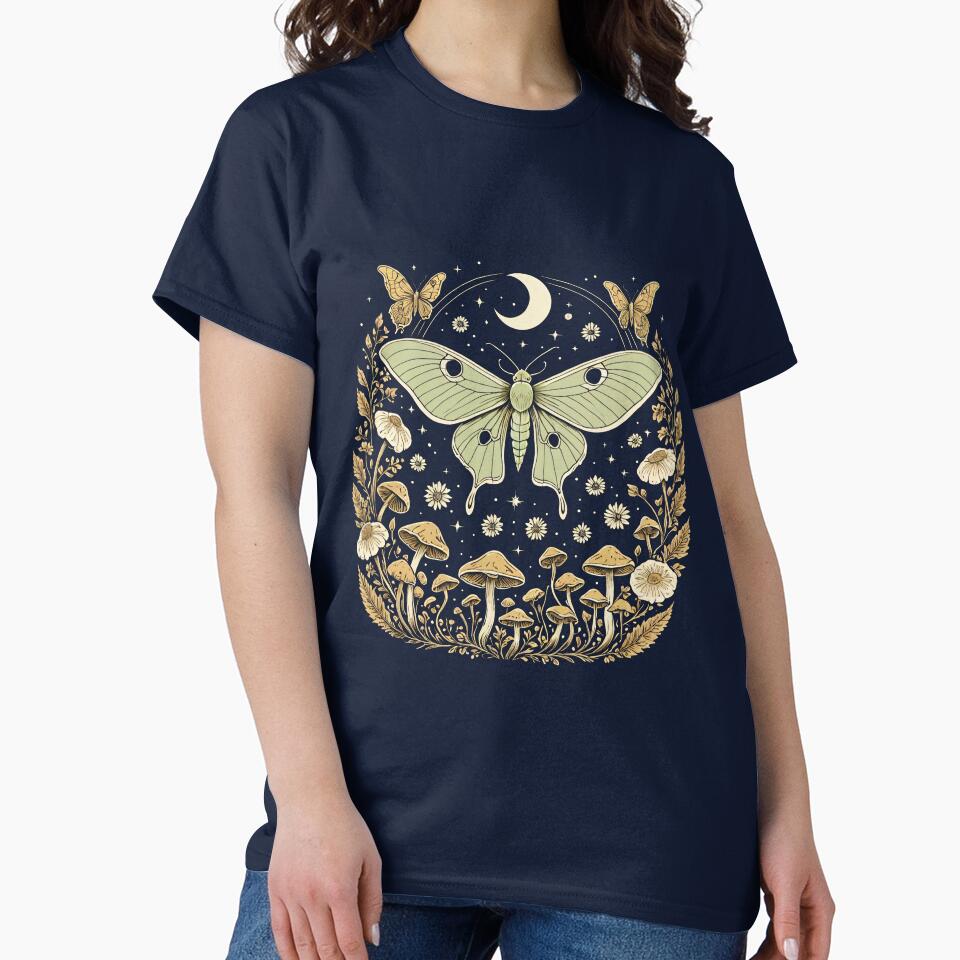 Moth & Mystical Mushrooms Dark Academia Graphic by The Assortment