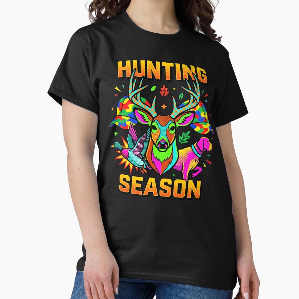 Hunting Season Colorful Deer Duck Dog Retro Wildlife Design by ArcaneArtistry