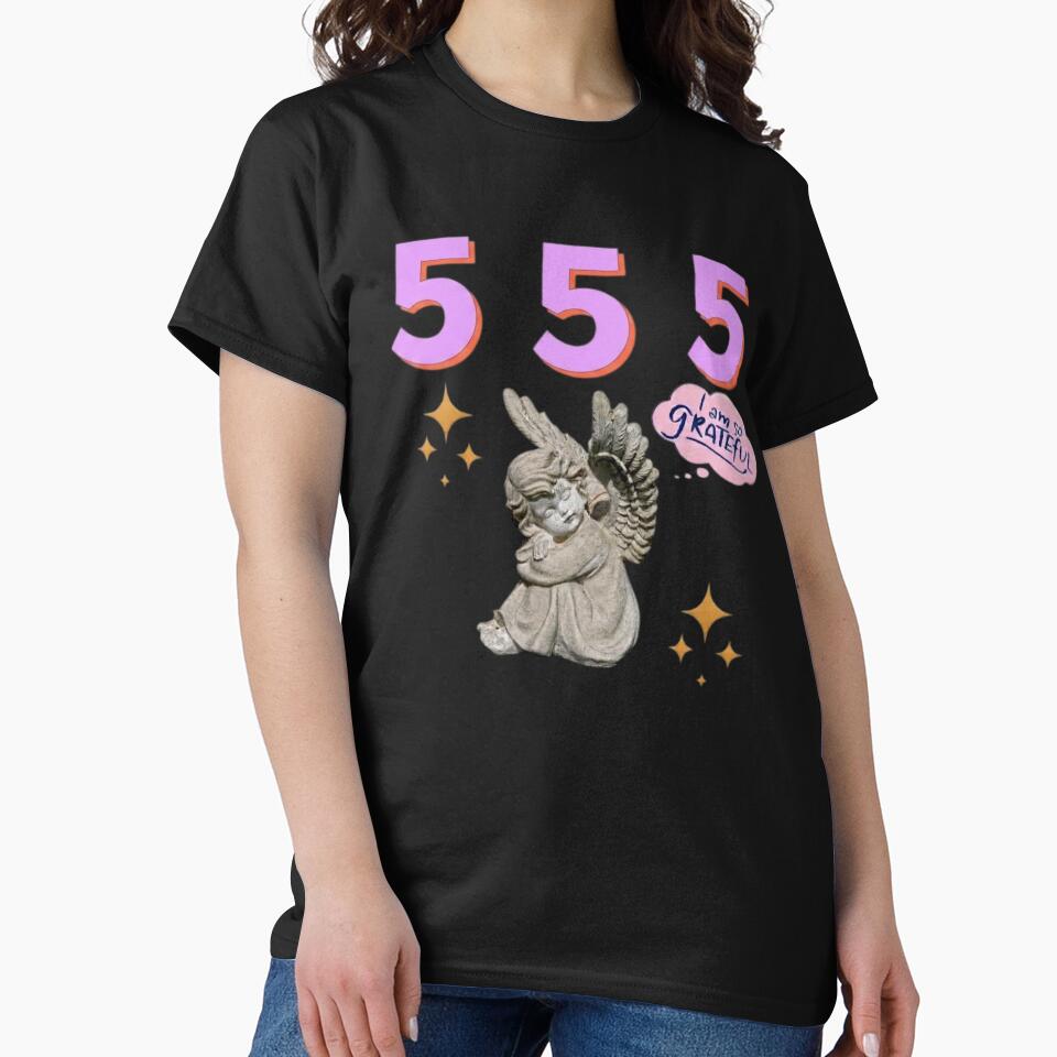 555 Angel Number Design | Aesthetic | Manifest | Manifestation | Grateful | Angels | Spiritual | Gratitude Journals | Pink |  tshirts, mugs, stickers, posters by TeenLake