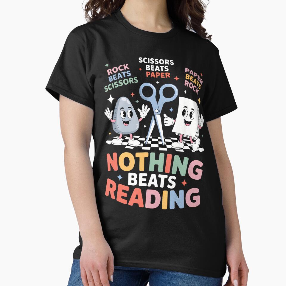Nothing Beats Reading Teacher Librarian Rock Paper Scissors by ChelseaEula