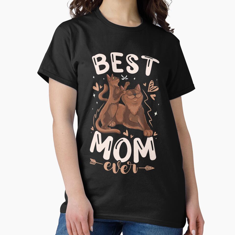 Best Cat Mom Ever – Cute Brown Cat and Playful Kitten by NoeValdric