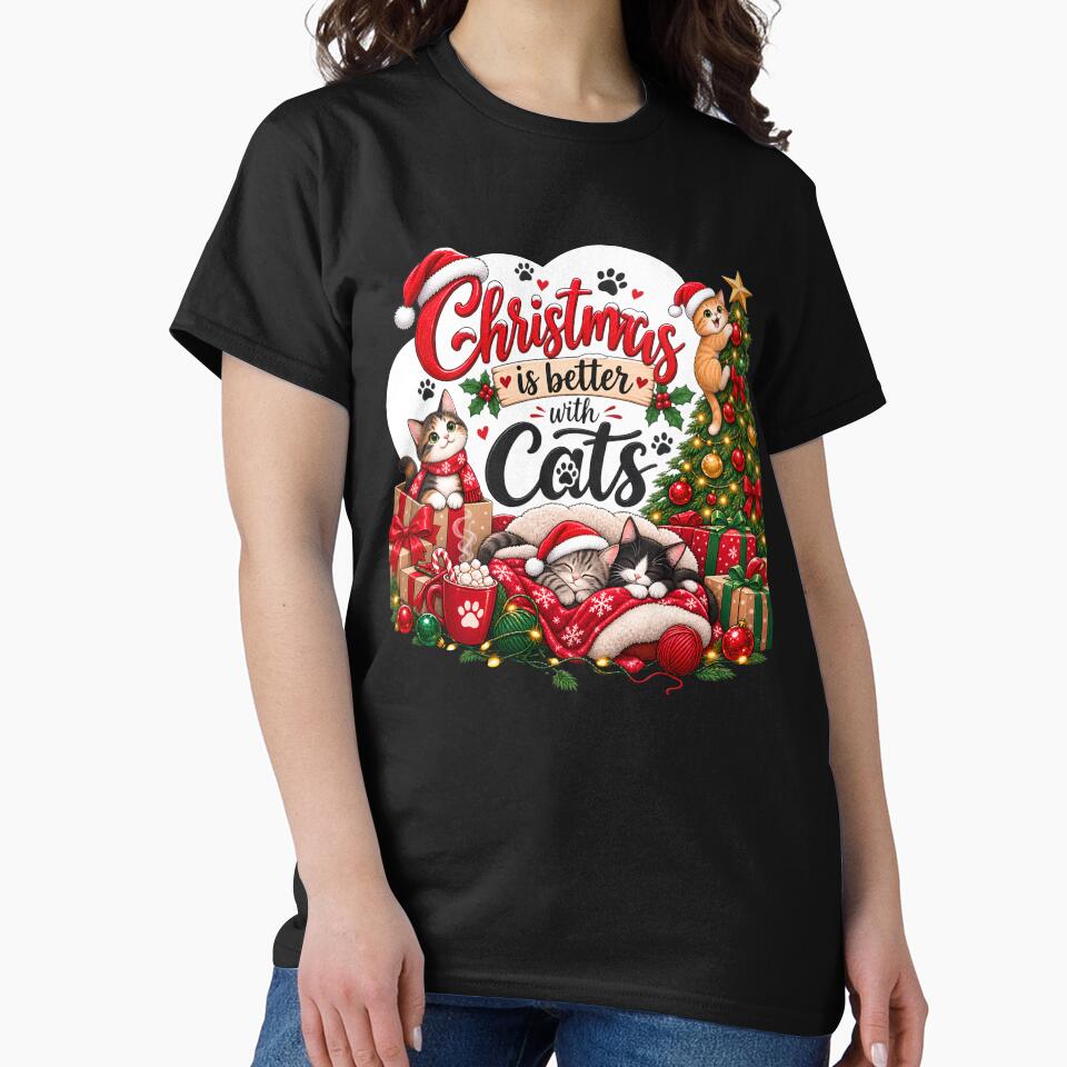 Christmas Is Better With Cats – Cute Cat Lover Christmas Design by SVALANART