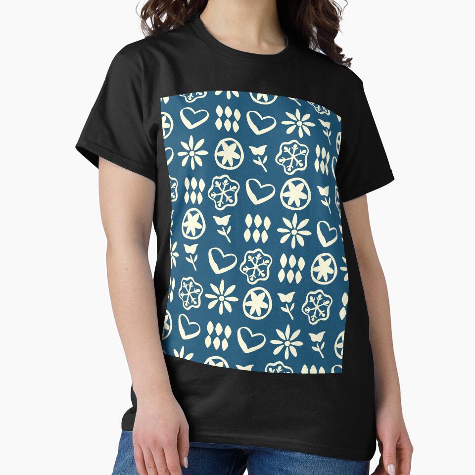 Retro Mid Century Nostalgic Vintage Christmas Pattern In Xmas Blue Cream by blomastudios