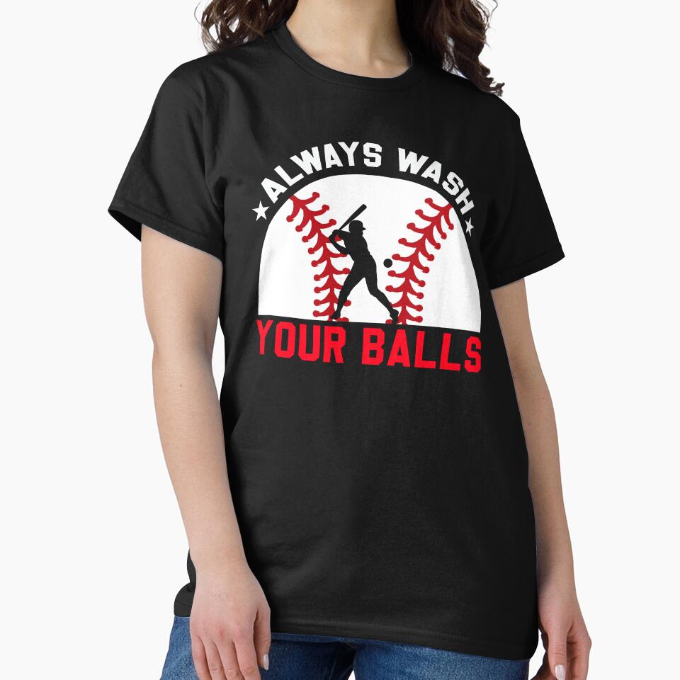 Always Wash Your Balls Funny Baseball Retro Sport Art by Back2Collage