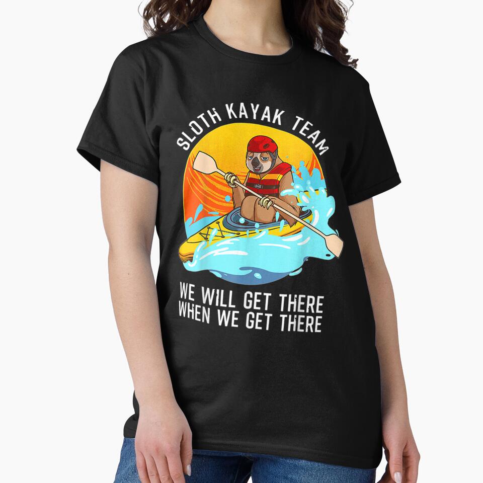 Sloth Kayak Team Funny Kayaking Animal Retro Kayakers Tee by GiselleShop
