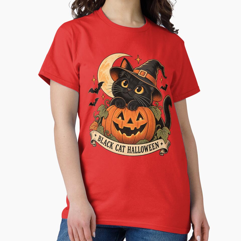 Vintage Black Cat Halloween Pumpkin by Stikaro