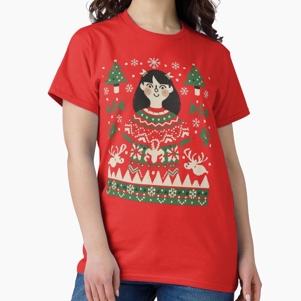 Kids Ugly Christmas Sweater Girls T-Shirts by ChromaticBlend