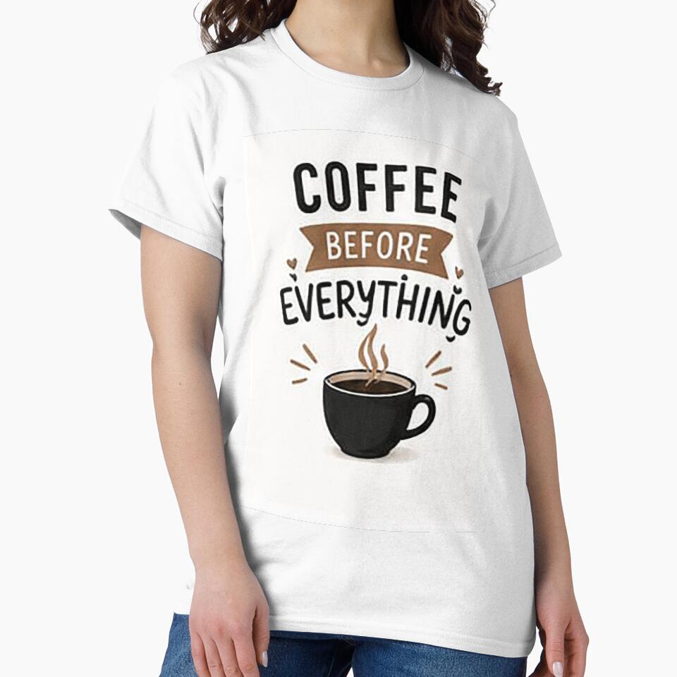 Coffee Before Everything | Funny Coffee Lover Quote | Minimalist Coffee Typography Gift by Sara-Ai