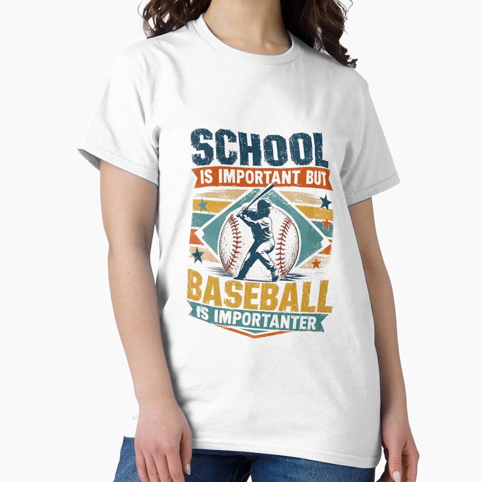 School Is Important But Baseball Is Importanter Funny Baseball Player Fan by SkeletonsDanger