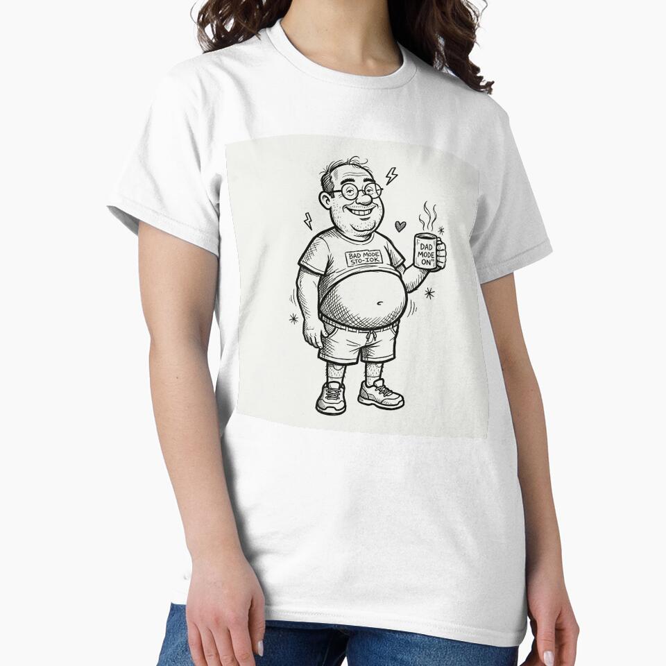 Dad Jokes Dad Bod Funny Cartoon T-Shirt by DIUMERI