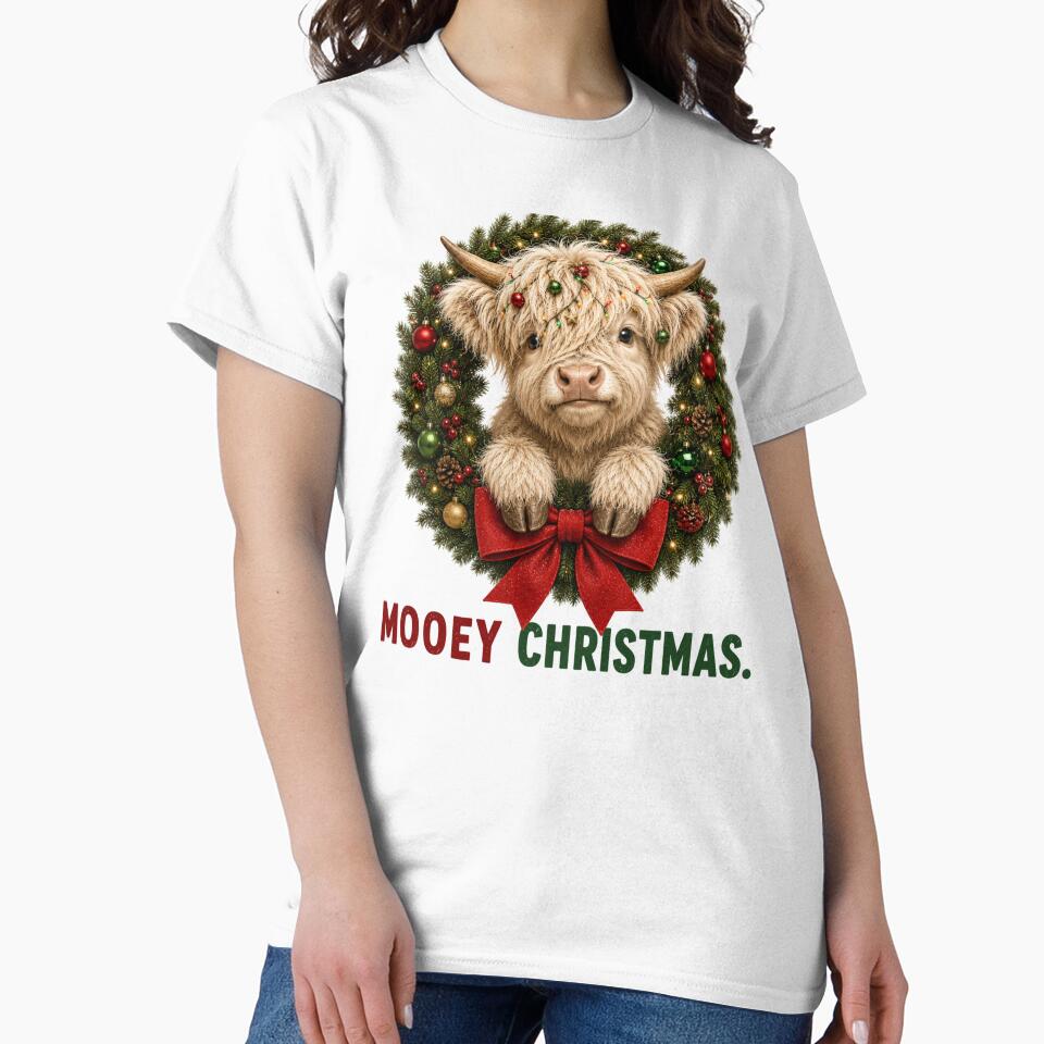 Mooey Christmas Highland Cow Holiday Wreath by HippyRikky