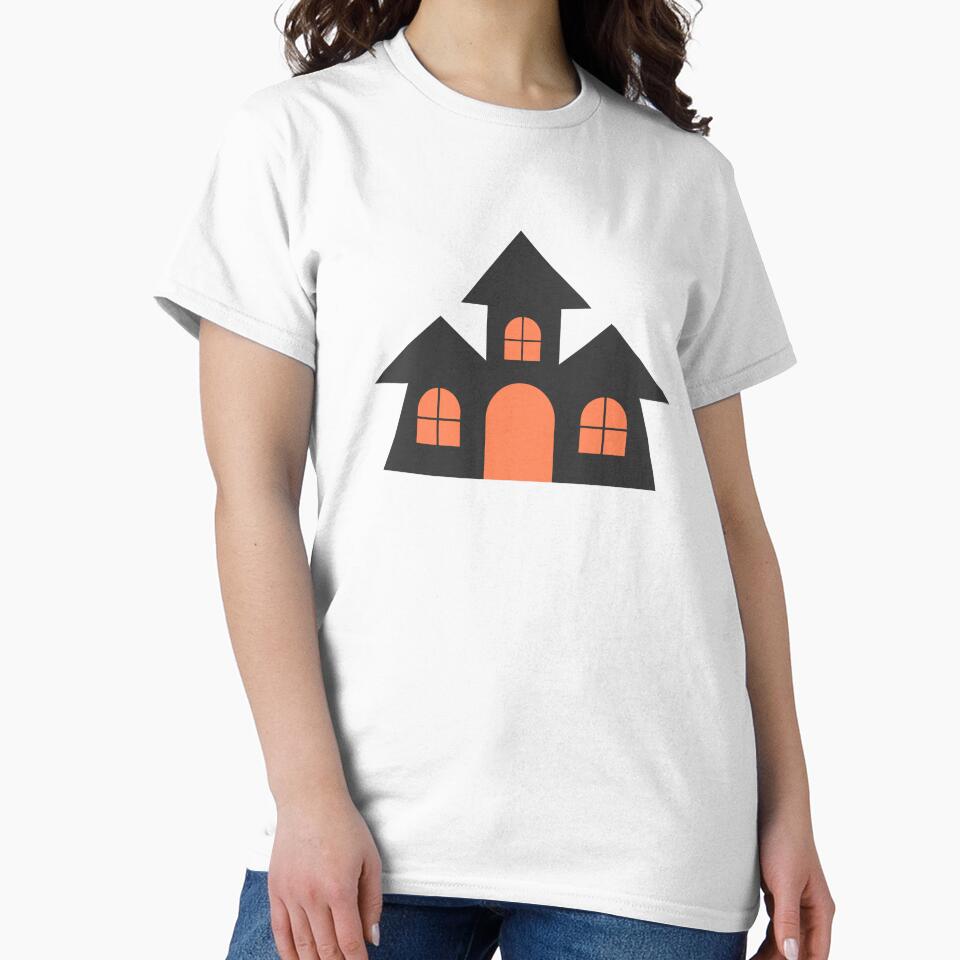 Kid hand drawn cute and colorful happy halloween haunted mansion by nuchz
