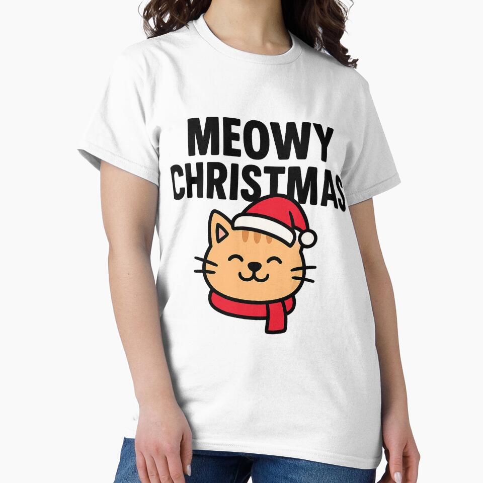 Meowy Christmas | Cute Cat in Santa Hat | Funny Holiday Pet Lover Design by StyleLap