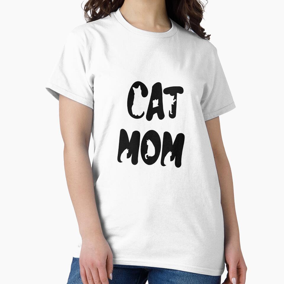 Cat Mom Black Text Design with Cats Placed Inside The Text by jonrdesign