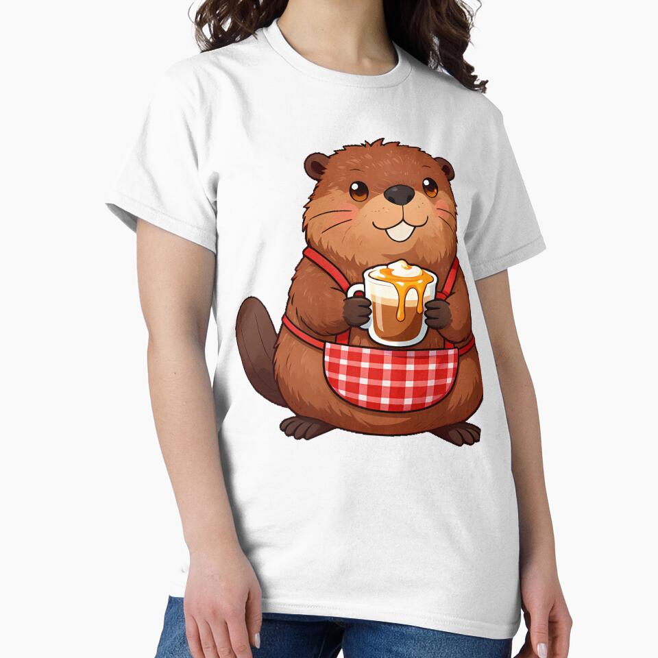 Cute River Beaver Barista with Maple Pecan Latte Icon by pumsquare