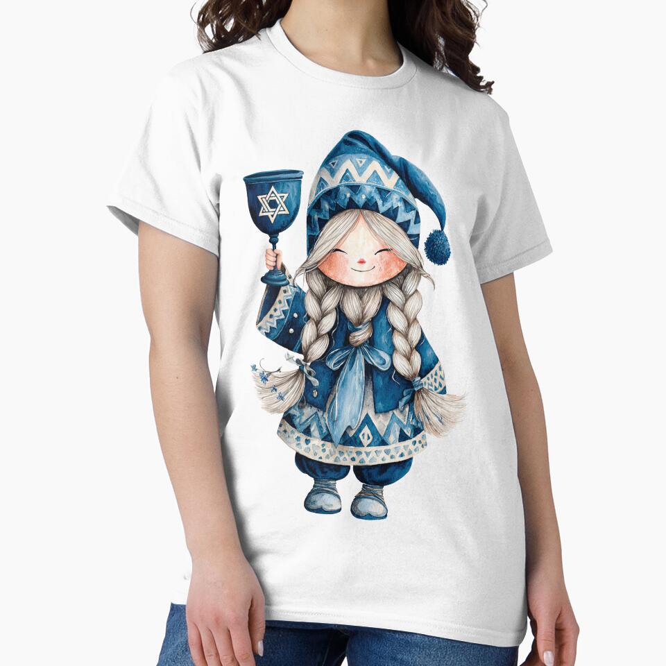 Hanukkah Gnome with Cup. Cozy Holiday Art by Anastasiia Yurevych