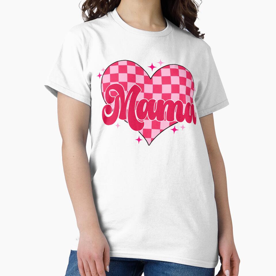 pink checkered mama heart by lunathestudio