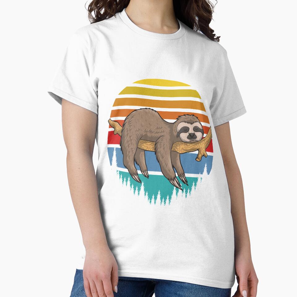Lazzy Sloth Retro sunset by sevenforArt
