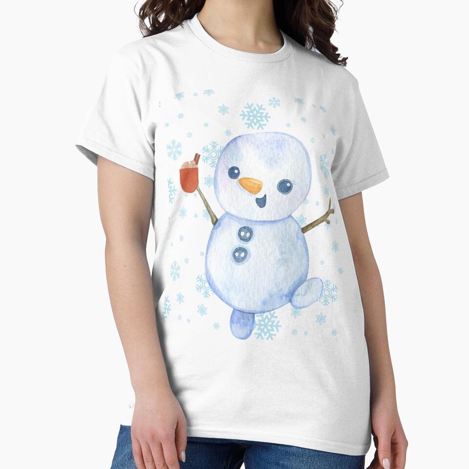 Cute Watercolor Snowman Winter Christmas Art by     Sela Art