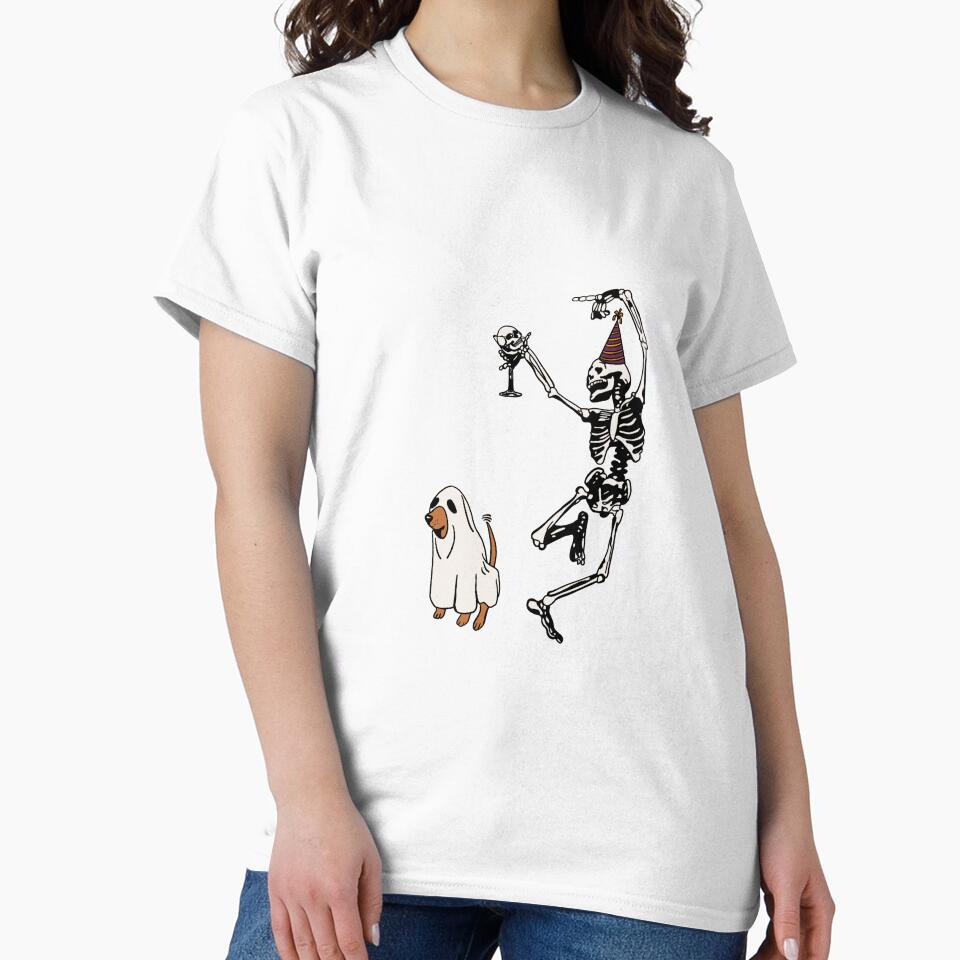 Dancing Skeleton with Ghost Dog and Cocktail by Teernahillane