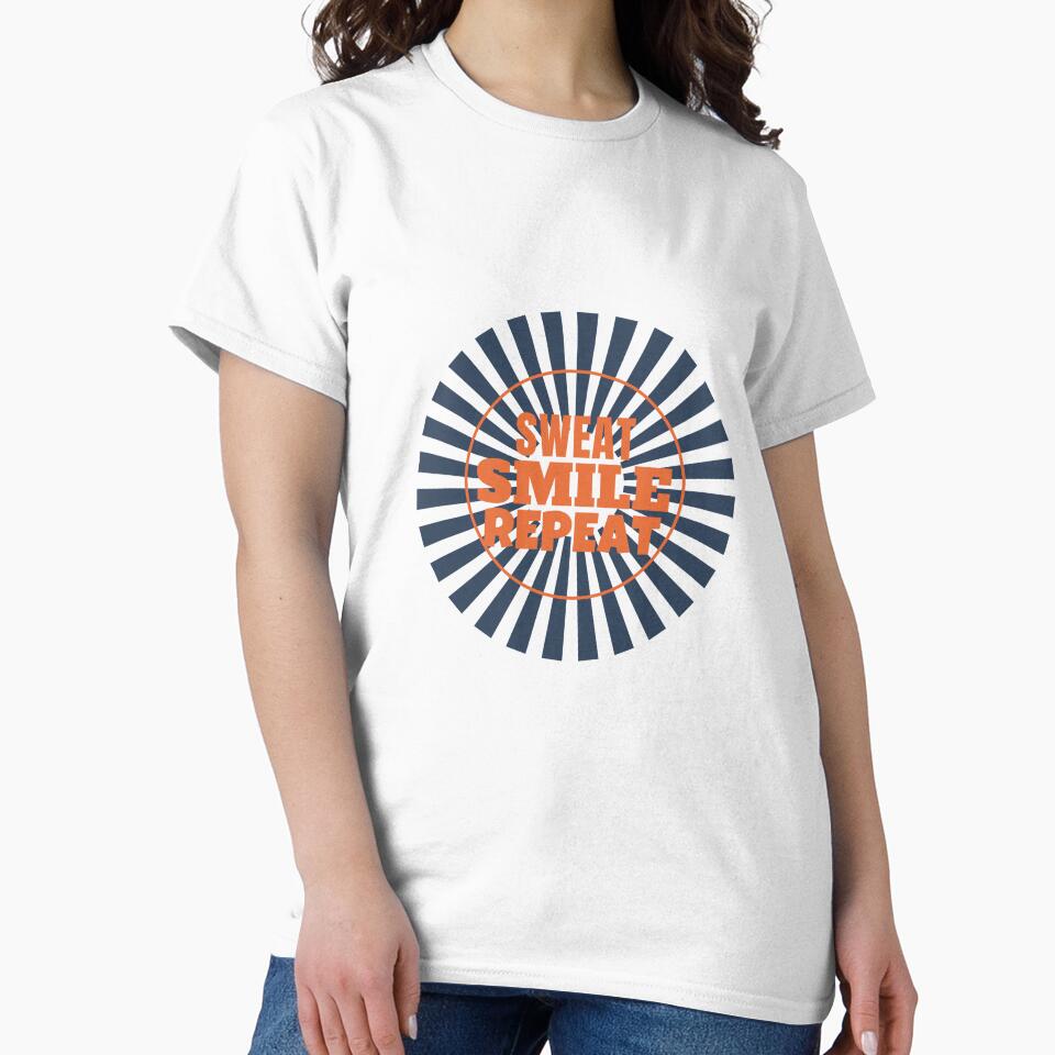 Sweat Smile Repeat Gym Shirt Retro Sunburst Tee by Worn and Witty