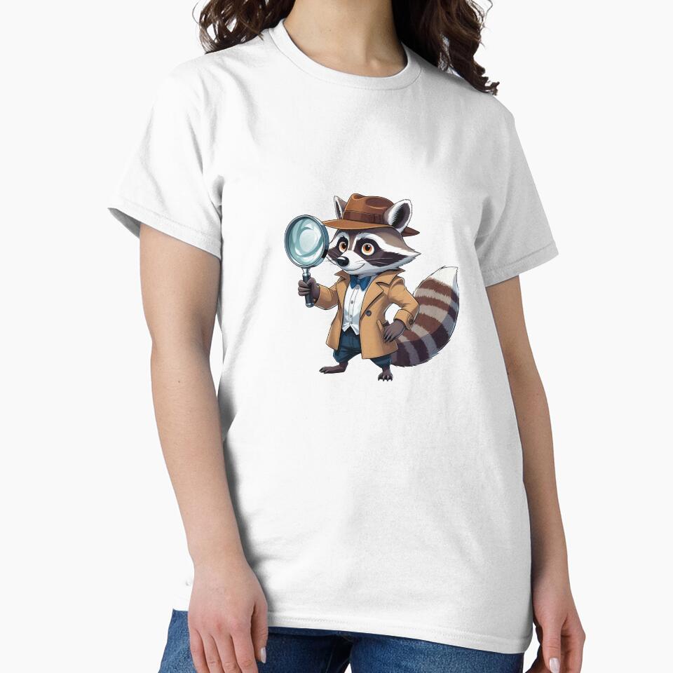Detective Raccoon with Magnifying Glass | Cute Mystery Animal Art by raccoonmerch