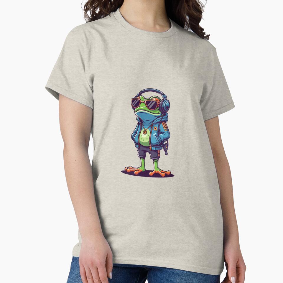 Cool Frog with Headphones and Sunglasses | Streetwear Gamer Frog Cartoon by MMK1SHOP