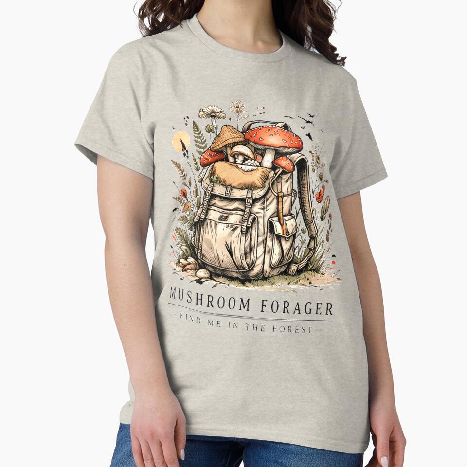 Minimalist Mushroom Forager Shirt – Forest Aesthetic Nature Design by FunForgeStudio