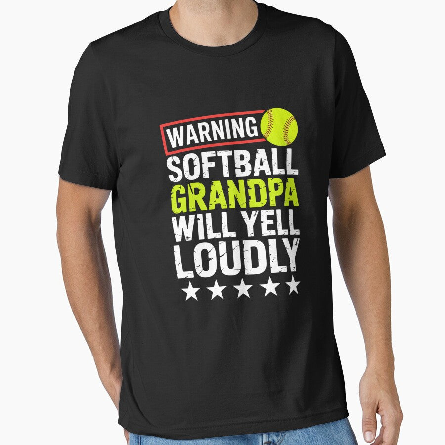 Softball Grandpa Will Yell Loudly Softball Player by StephenDDArt
