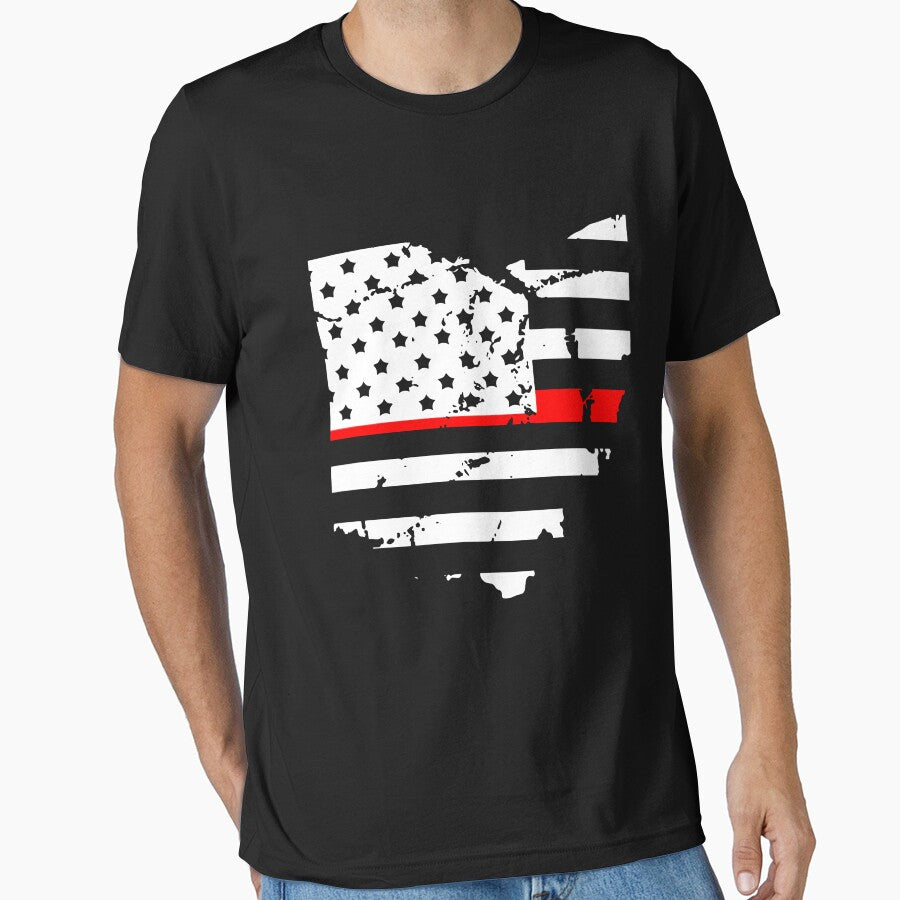 Thin Red Line Firefighter Flag Ohio R.E.D T-Shirt by 3familyllc