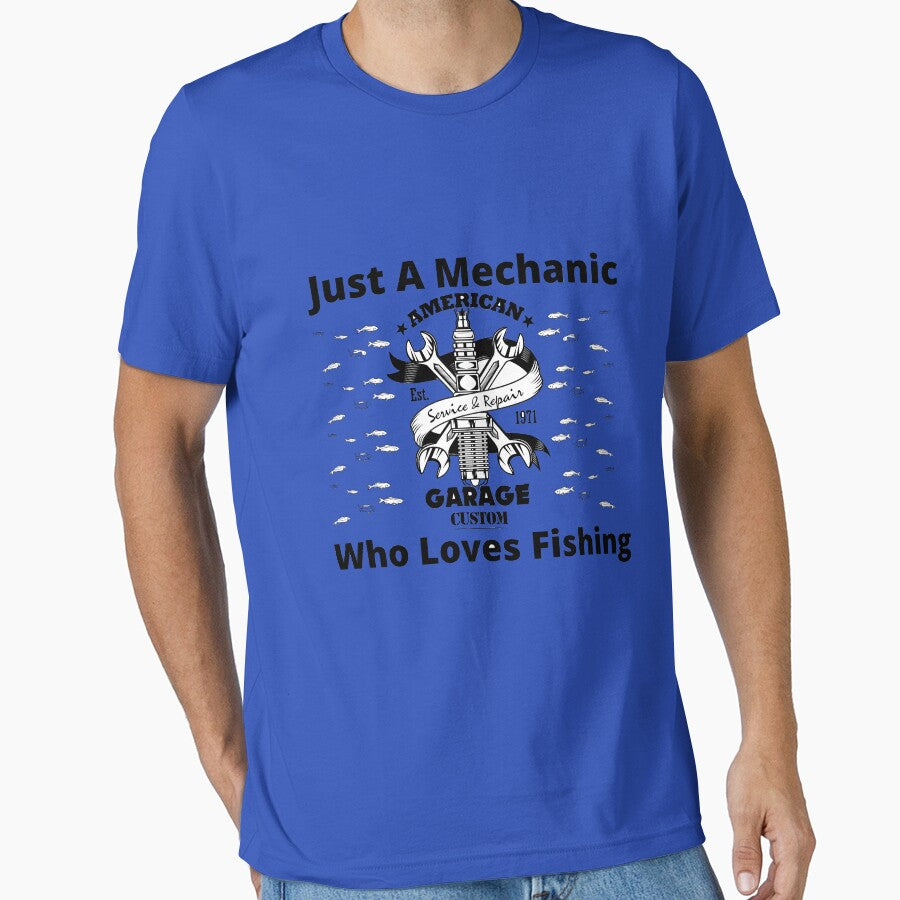 Just A Mechanic Who Loves Fishing by Soft Strength Studio