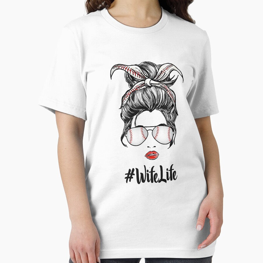 Baseball Wife Life Messy Bun Softball Wife Mother's Day by MichelSorour