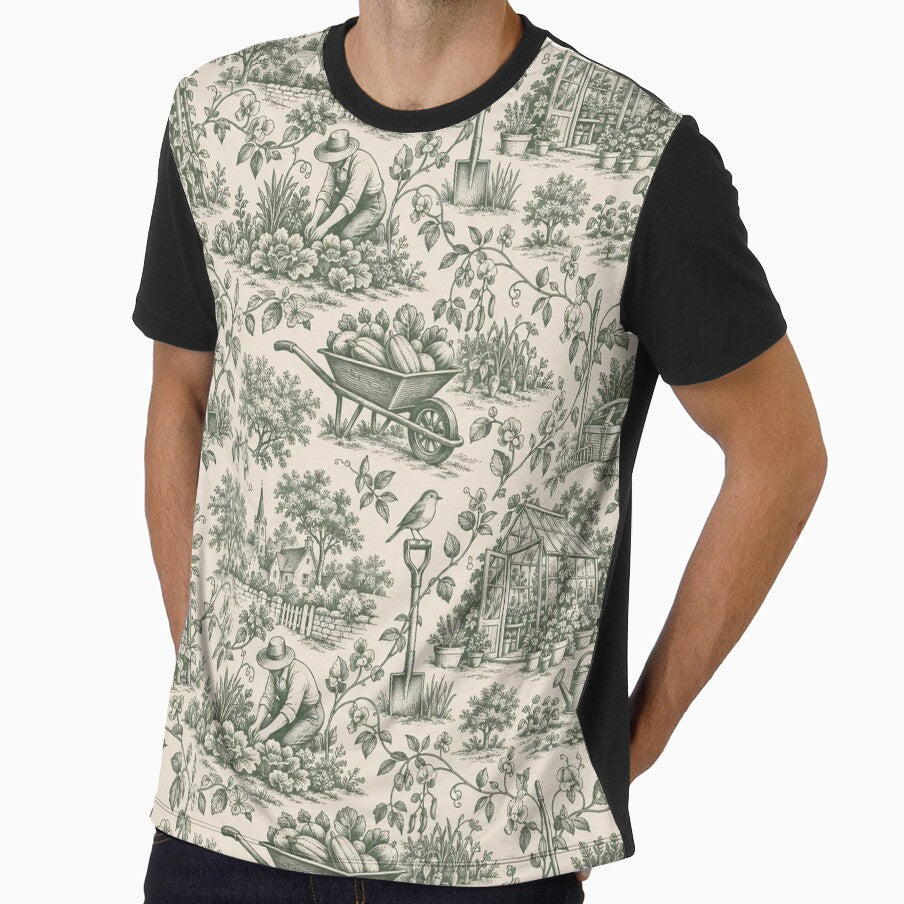 Gardening Club Toile Seamless Pattern | Vintage Vegetable Garden Toile de Jouy by StickyGuys
