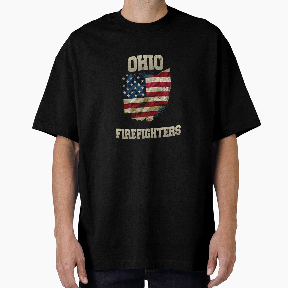Ohio Firefighter Gift Strong Heroic Proud American US Flag by djpraxis