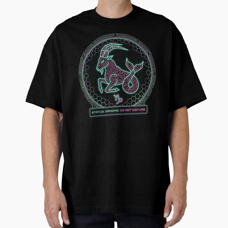Capricorn Cyberpunk Zodiac Status Grinding Do Not Disturb Funny Astrology Design by StillWildink