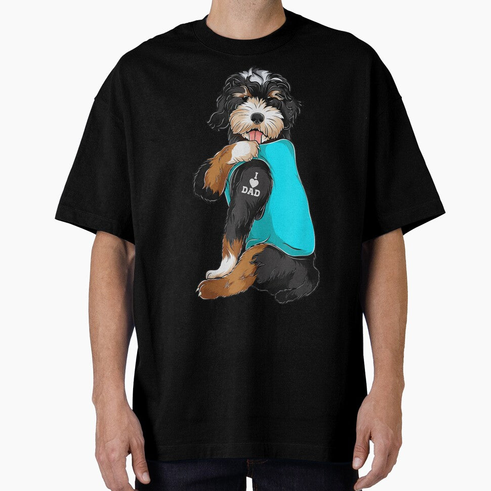 Bernedoodle I Love Dad Tattoo Apparel Dog Dad S Dads by JoshSchultz