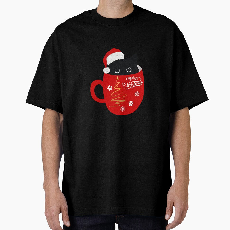 Santa Black Cat Tangled Up In Christmas Tree Lights Holiday by koki4you