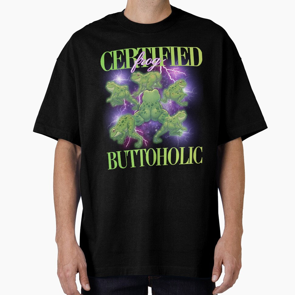 Certified Frog Buttoholic - Funny Frog Butt Meme Y2K 90s Bootleg by Neurospicy Trolls