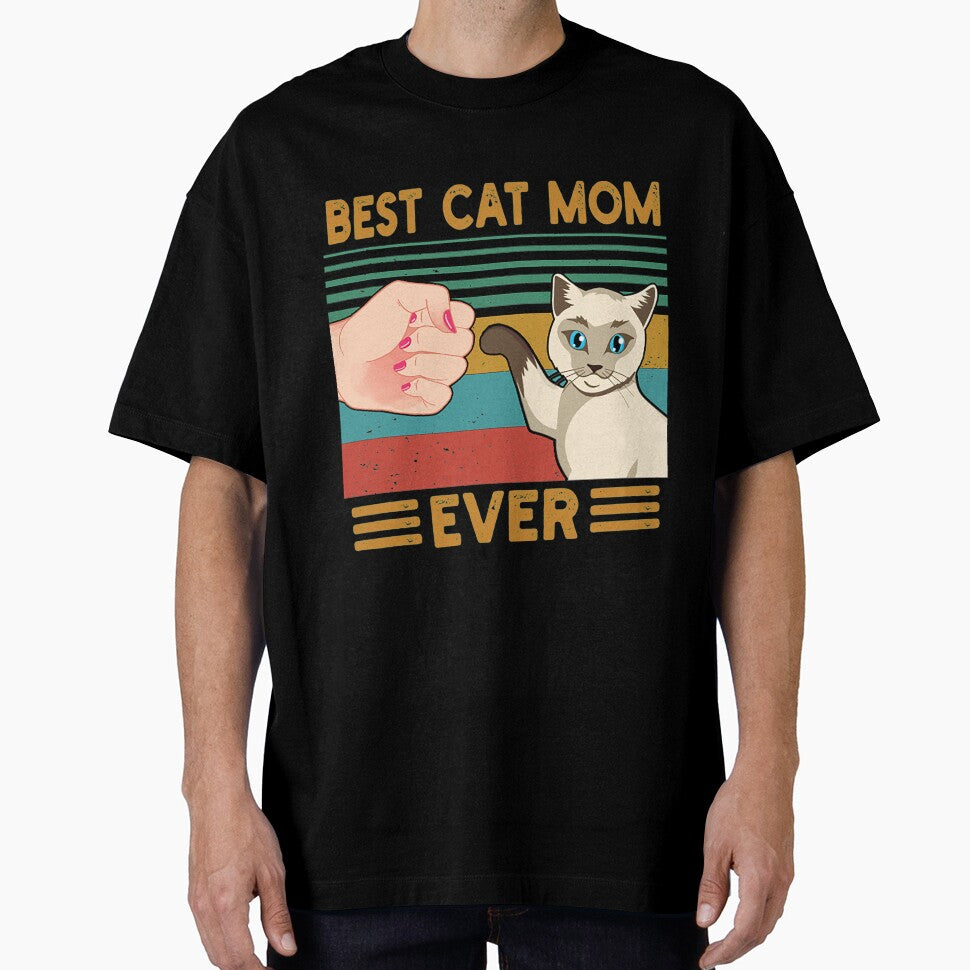 Vintage Best Cat Mom Ever Fist Bump Cat Mommy by JoeyTrautwein