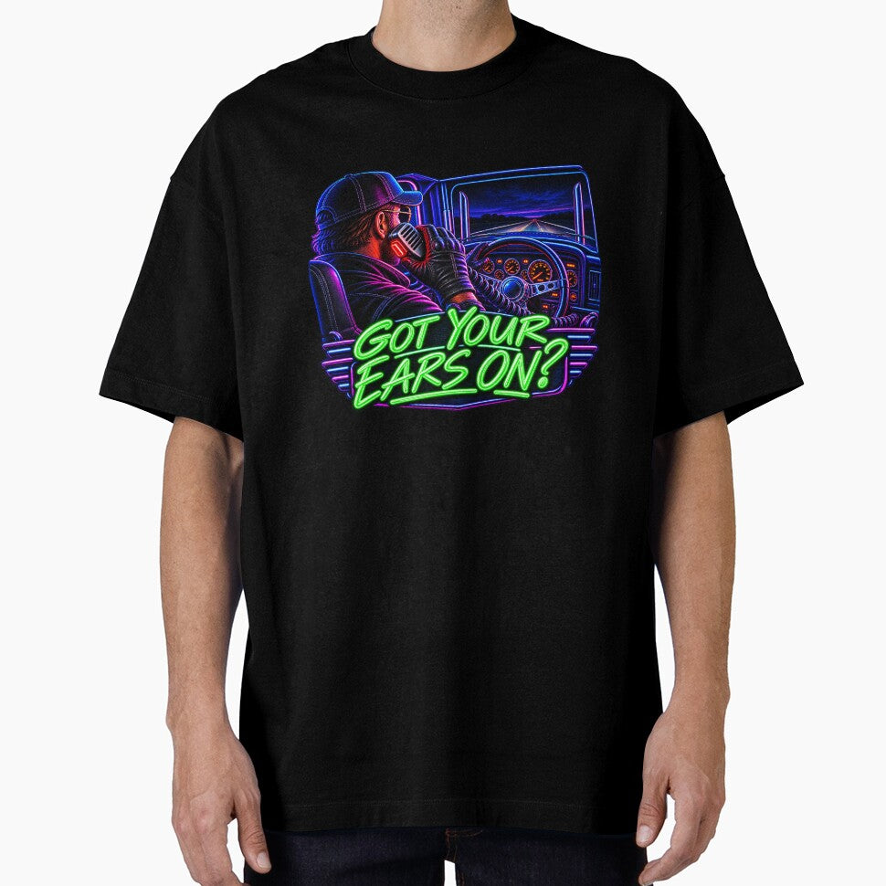 Got Your Ears On Neon Trucker - CB Radio Semi Cab View Art by NomadForge
