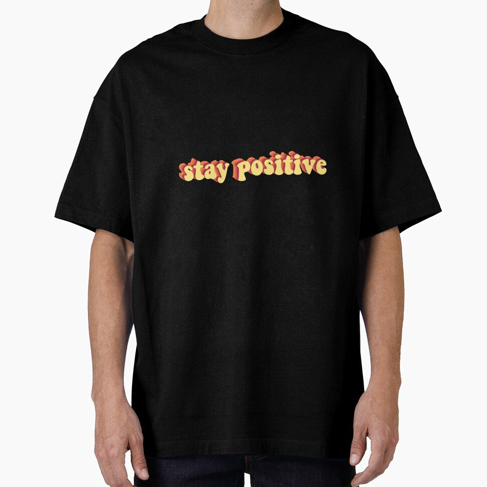 Stay positive yellow graphic text by Nowruz