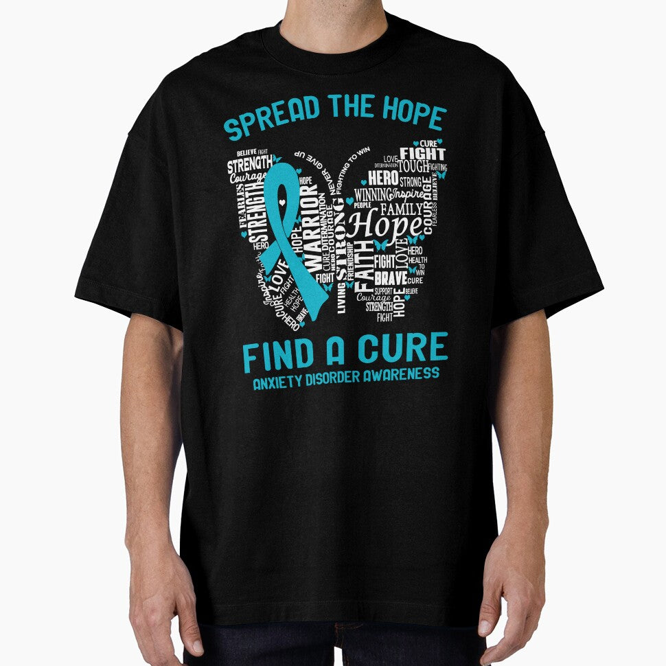 Butterfly Ribbon Spread The Hope Find A Cure Anxiety Disorder Awareness by Tadmab