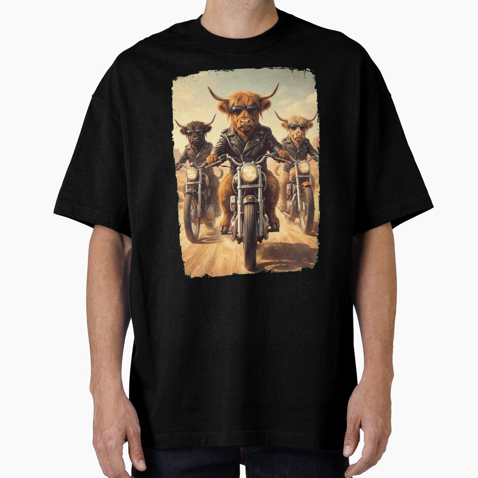 Funny Highland Cow Motorcycle Meme Animal Lover by DoodleTortle