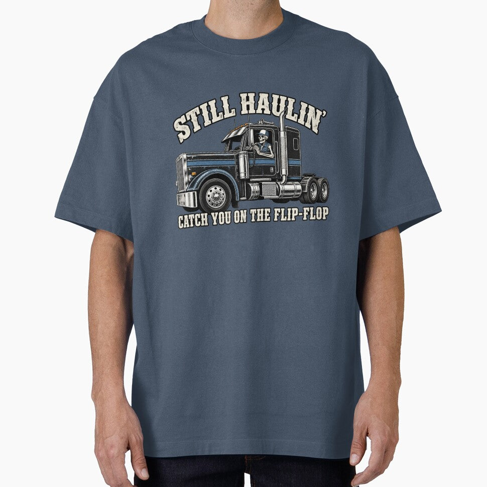 Still Haulin' - Skeleton Trucker Side View Art - Catch You On The Flip-Flop by NomadForge