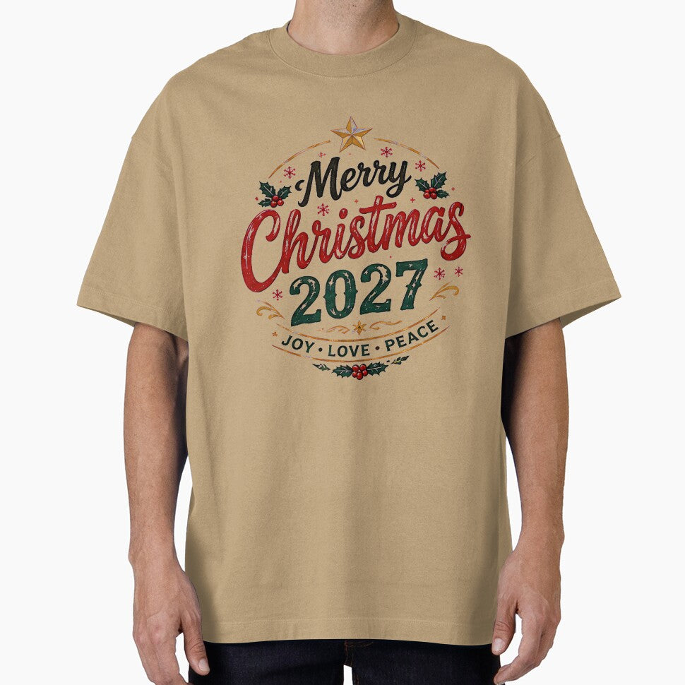 Merry Christmas 2027 Joy Love Peace T-Shirt by DealNest