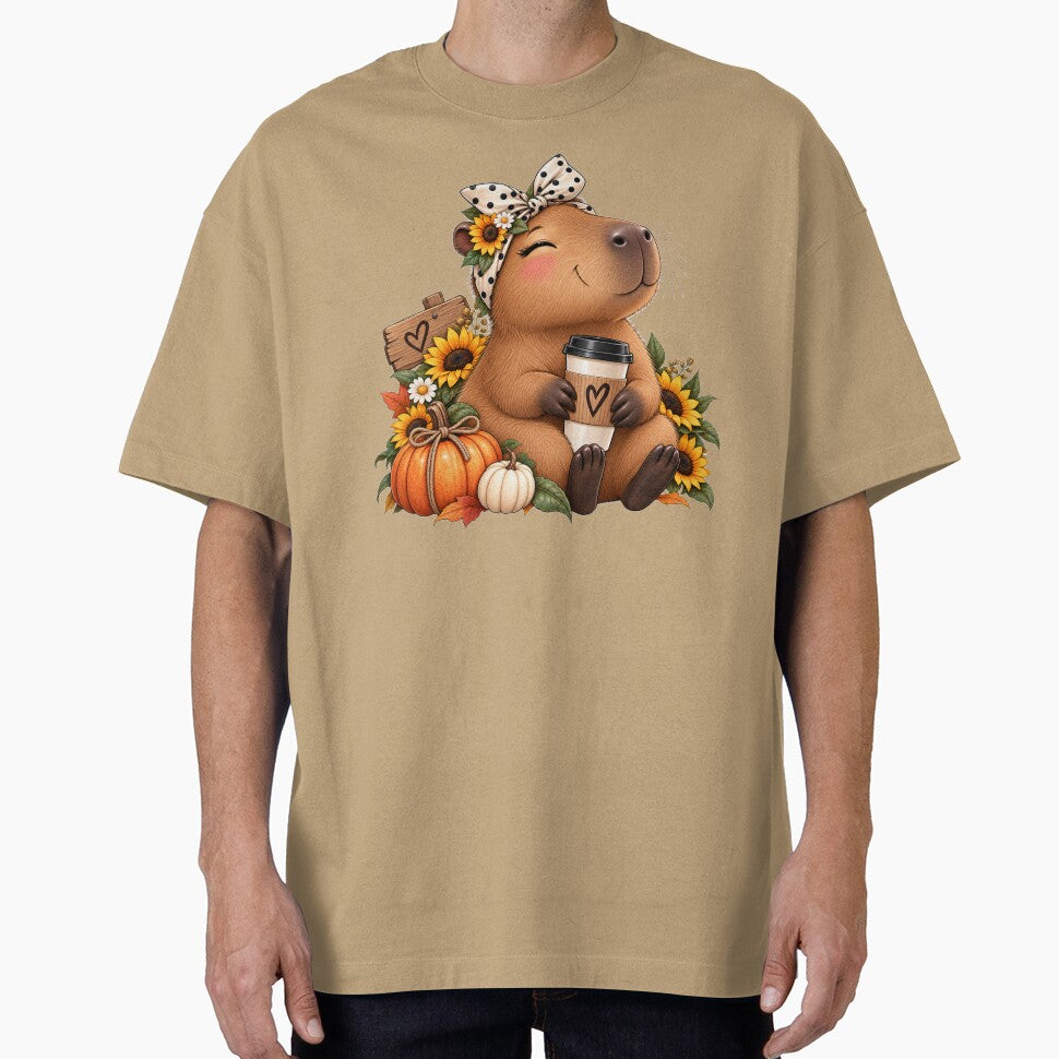 Cozy Autumn Capybara Coffee Vibes by Wild Ink Studio by Barbara