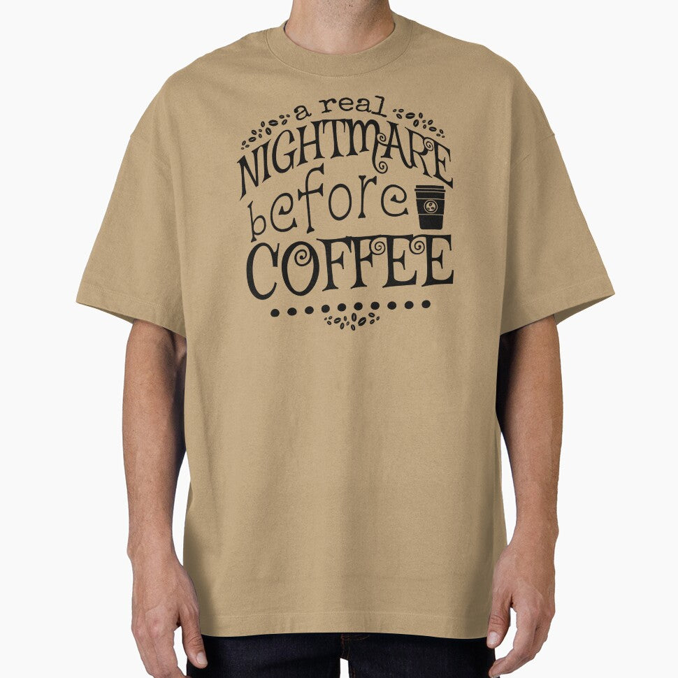 A Real Nightmare Before Coffee, Cream Background by TrulyEpoque
